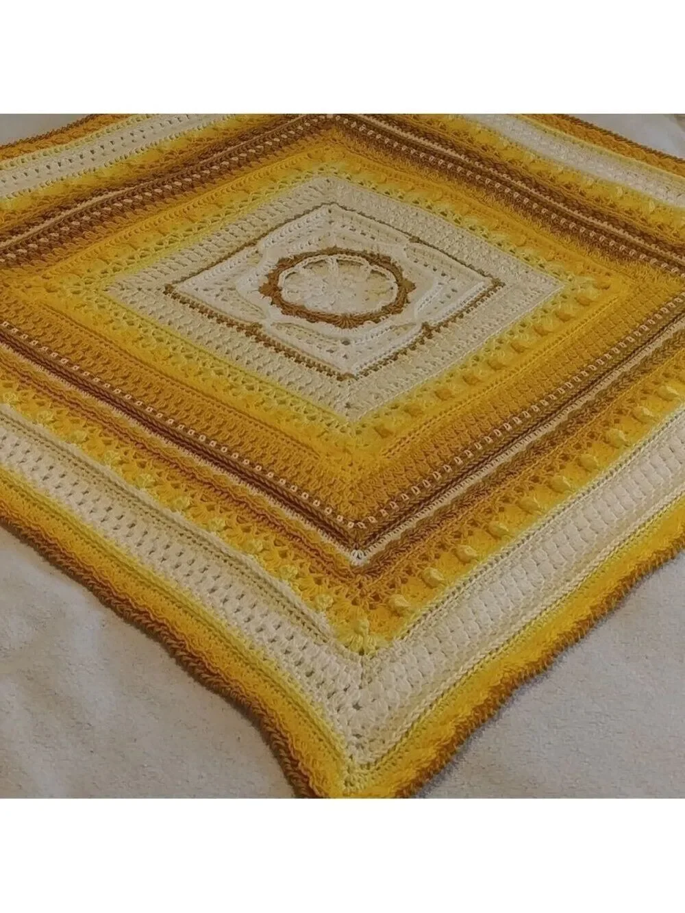 Hooked on Sunshine Pattern Mash-up Unisex Yellow Ombre Baby Afghan/Blanket